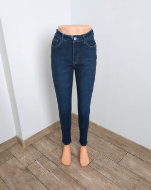 Klasyczne Jeans Damskie Granatowe Rurki Push UP XS