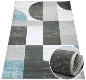 Dywan Beta 01 geometria szary / niebieski 150x210