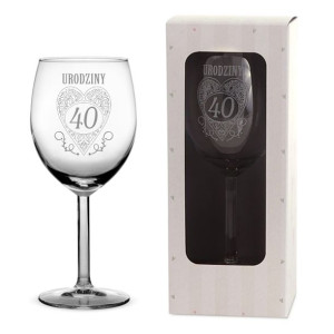 Kieliszek do wina 300 ml z grawerem 40 ur. serce