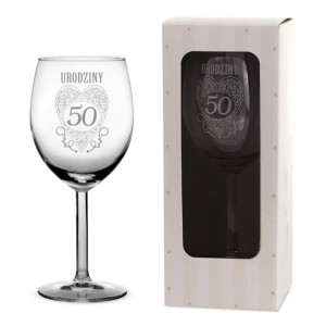Kieliszek do wina 300 ml z grawerem 50 ur. serce
