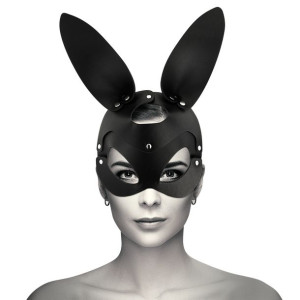 Coquette Chic Desire Vegan Leather Mask With Bunny Ears