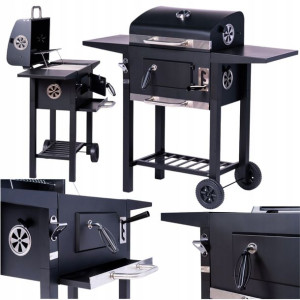 Grill Węglowy Ogrodowy Duży Pokrywa Popielnik Xxl