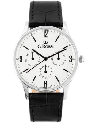 ZEGAREK G. ROSSI - 10737A-3A1(zg258a) silver/black + BOX