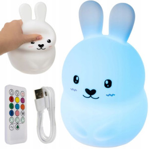 Lampka Nocna LED dla Dzieci Królik RGB + Pilot