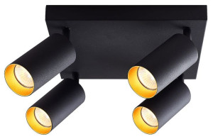 Eris lampa sufitowa spot 4-punktowa czarna/złota