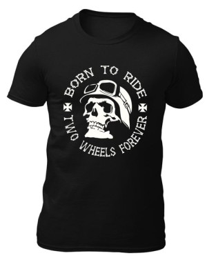 Koszulka męska BORN TO RIDE - CZASZKA, SKULL