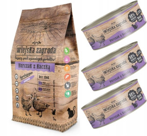 Wiejska Zagroda Kurczak Z Kaczką 5kg + Mokra 3x85g