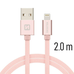 Kabel Swissten Lightning 3a 2m Rose/gold