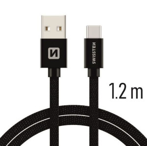 Kabel Swissten Textile Usb/usb-c 3a 1,2m Black