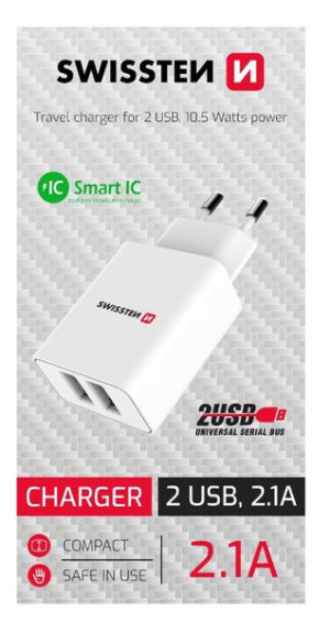 Swissten Ład Siec Smart Ic 2xusb 2,1a Biała (cdu)