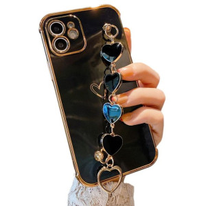 Etui Glamour Love Ring Holder Do Iphone 12 Pro Czarno-Złote + Szkło