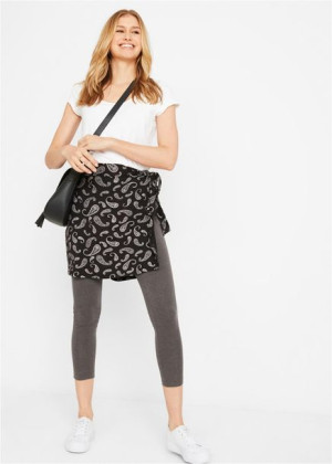Bonprix Czarna Krótka Wiązana Spódnica Wzór Paisley Mini 36-38 912711