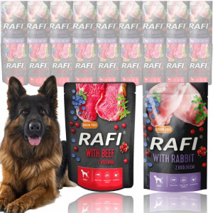 RAFI Mokra karma saszetka 20x500g Wołowina, Królik