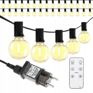 Girlanda Ogrodowa Świetlna 30x Żarówka Led + Pilot