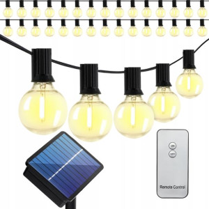 Girlanda Solarna Ogrodowa 30x Żarówek Led + Pilot