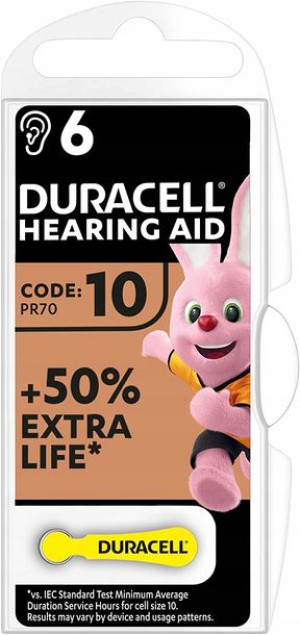 6x BATERIA do Aparatu Słuchowego Duracell DA10