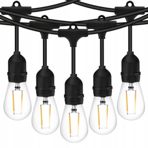Girlanda OGRODOWA ŚWIETLNA 15m + 15x Żarówki LED