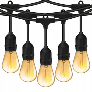 Girlanda OGRODOWA ŚWIETLNA 20m + 40x ŻARÓWKA LED