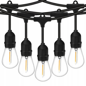 Girlanda OGRODOWA ŚWIETLNA 15m + 15x Żarówki LED