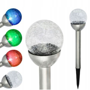 Lampa Solarna Ogrodowa LED Szklana Kula RGB