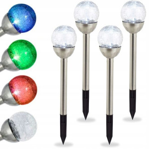4x Lampa Solarna Ogrodowa LED Szklana Kula RGB