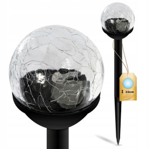 Lampa Solarna Ogrodowa LED Wbijana Kula Szklana
