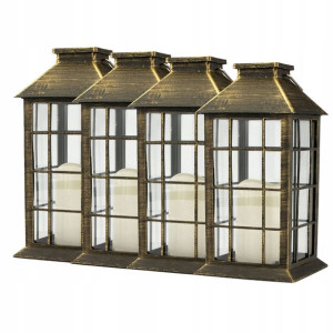 4x Lampion Ogrodowa LED Solarna LATARENKA Patyna