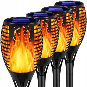 4x Lampa Solarna LED Pochodnia Efekt Płomienia