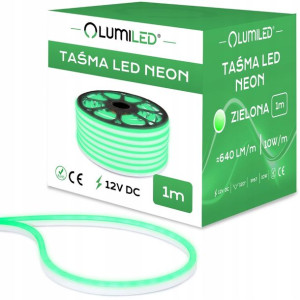 Taśma Led Mocny Neon 12v Wodoodporna Zielona 1m