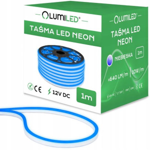 Taśma Led Mocny Neon 12v Wodoodporna Niebieska 1m