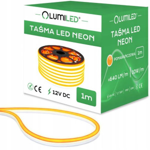 Taśma Led Neon 12v Wodoodporna Pomarańczowa 1m