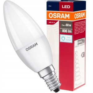 Żarówka Led Świeczka E14 7w = 60w B35 6500k Osram