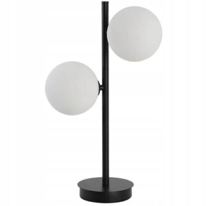 Lampa Stołowa Biurkowa Nocna 2x G9 Czarna Szklana