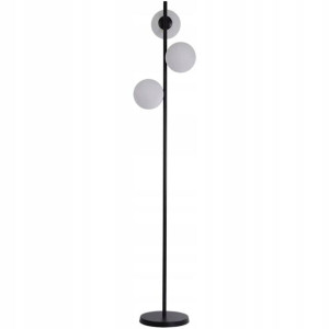 Lampa Podłogowa Stojąca 3x E14 Czarna Szklane Kule