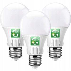 3x Żarówka Led E27 9w Z Czujnikiem Ruchu Zmierzchu