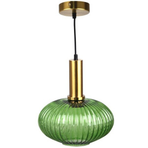 Lampa NORFOLK Plisowana Wisząca E27 Szklana GREEN