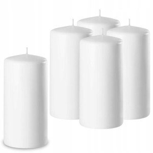 Zestaw 5x Świeczki Zestaw Biała Świeca Walec 14cm