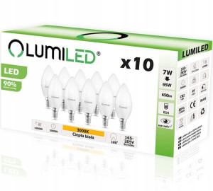 10x Żarówka LED E14 Świeczka 7W 60W LUMILED 3000K