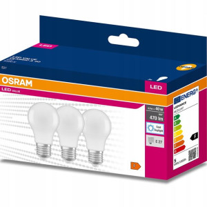 3x Żarówka LED E27 A60 4,9W 40W 470lm 4000K OSRAM
