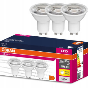 3x Żarówka LED GU10 6,9W 80W 575lm 3000K 60° OSRAM