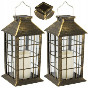 2x Lampa Solarna LATARENKA OGRODOWA 27cm PATYNA