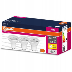 3x Żarówka Led Gu10 6,9w = 50w 2700k 120° Osram