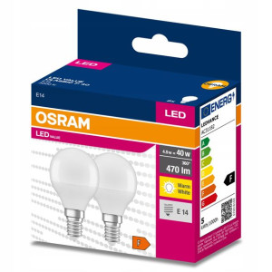 2x Żarówka Led E14 Kulka 4,9w = 40w 3000k Osram