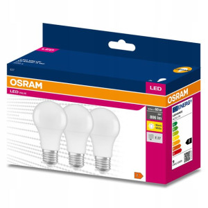 3x Żarówka LED E27 A60 8,5W 60W 806lm 3000K OSRAM