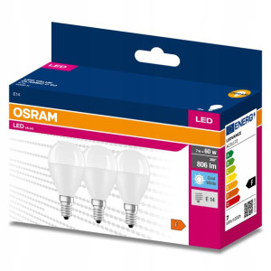 3x Żarówka Led Kulka E14 P45 7w = 60w 4000k Osram