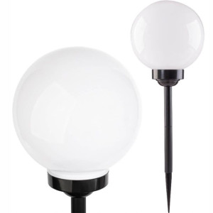 Lampa Solarna Ogrodowa Kula Biała Led Wbijana 20cm