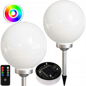 KULA LED SOLARNA Wbijana RGB NAZIEMNA 30cm + Pilot