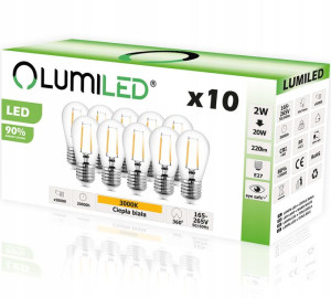 10x Żarówka LED E27 FILAMENT 2W = 20W 220lm 3000K