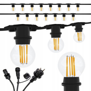 Girlanda Ogrodowa Mocna 15m + 15 Żarówka Led E27