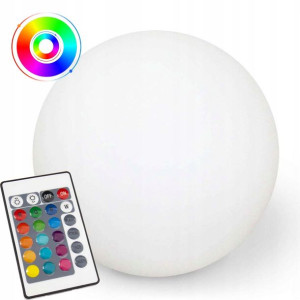 Lampa Ogrodowa SOLARNA LED RGB KULA 20cm + PILOT